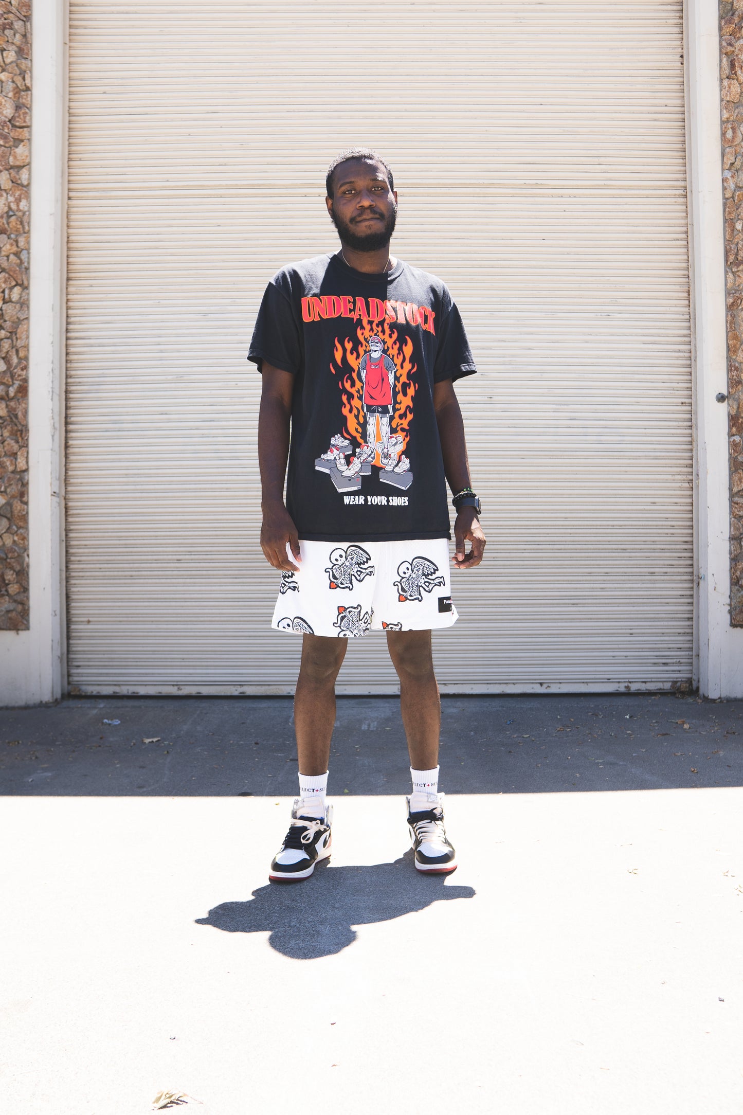 skull mesh shorts