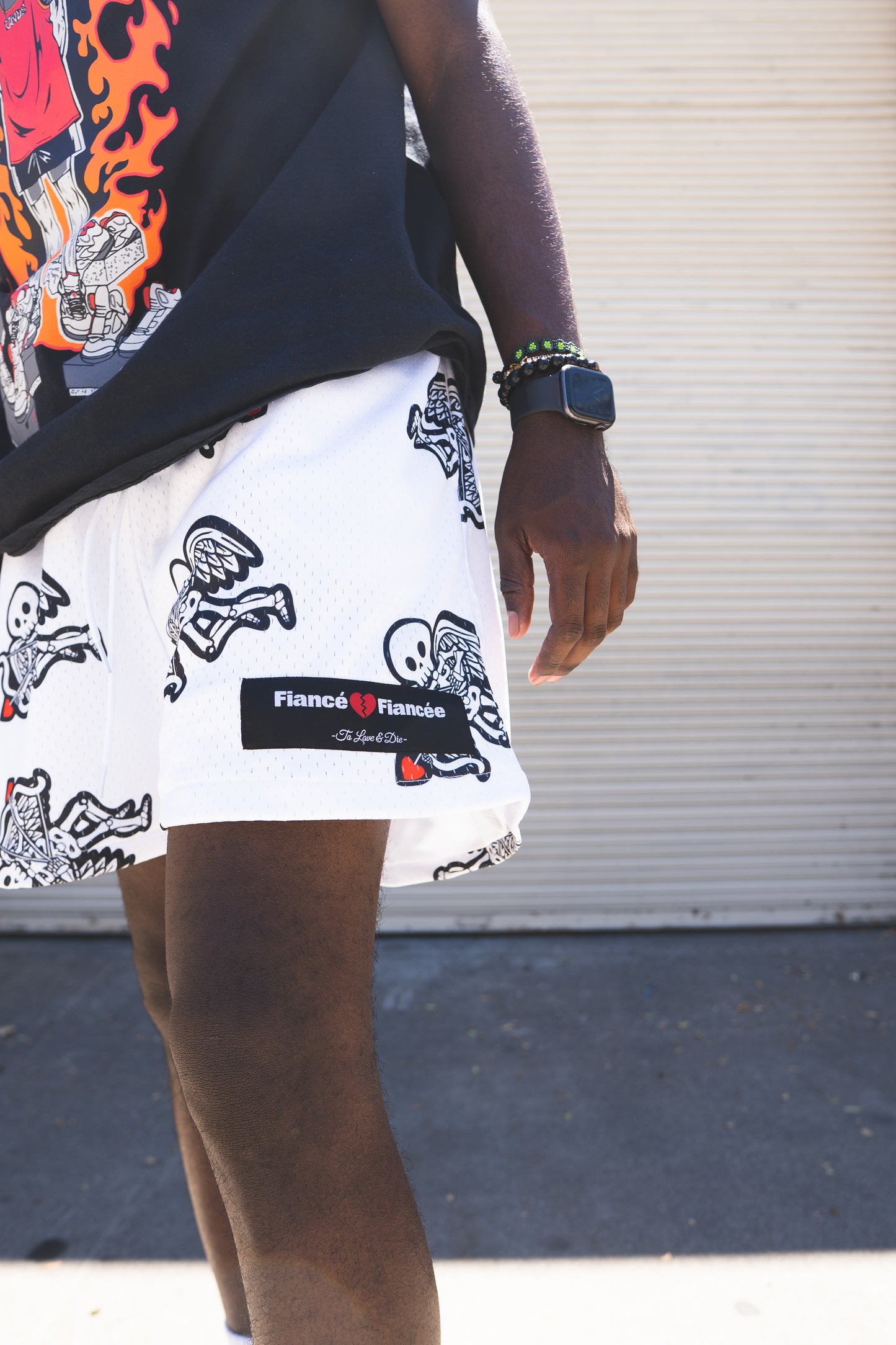 skull mesh shorts